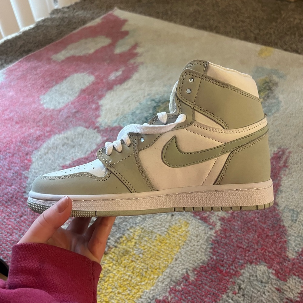 Nike Retro High-Top Sneakers in Sage Green and Cream